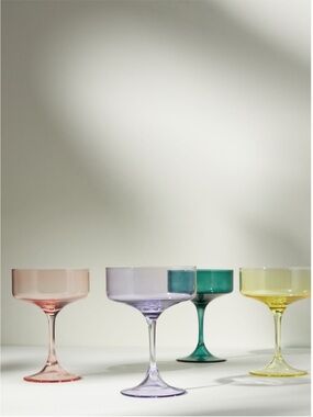 Anthropologie Pastel Coupe Glasses in Pink, Lavender, Teal & Yellow